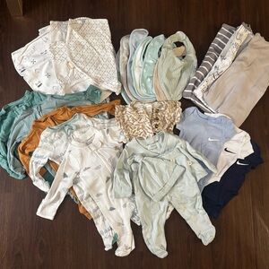 Mixed Baby Sleepwear Set - Soft Pastel Greens, Blue, Tan, White